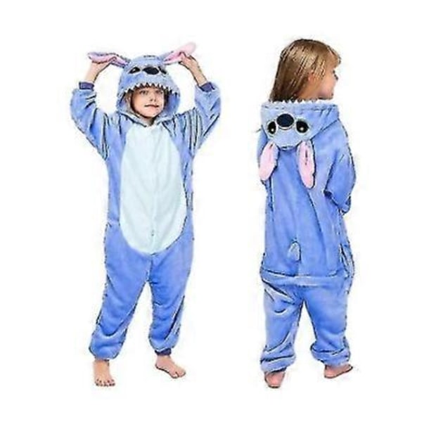 Disney Lilo & Stitch Pyjamas i En Del, Barnens Plysch Kigurumi Onesies, Varm Kläder för Vintern, Julgåva 1 120CM(7-8T)