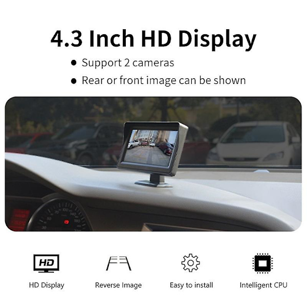 4,3 tums bilbackkamera med tvåvägs AV-ingång HD LCD-monitor bakre vy-kit display parkeringssystem (FMY)