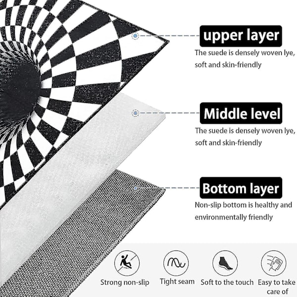 3D Tæppe Bundløs Hul Optisk Illusion Arealtæppe, Ternet Vortex Optiske Illusioner Tæppe, Til Spisestue Tæppe Hjem Soveværelse Gulvmåtte_s