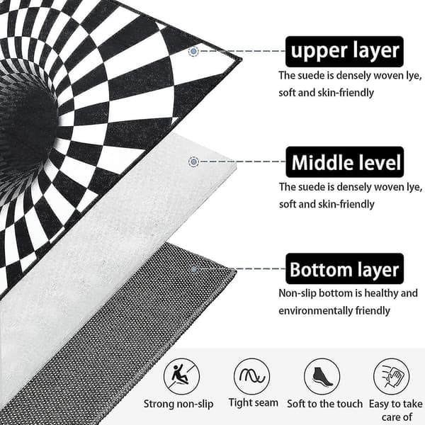 Mattan 3D Stereo Rutiga Vortex Optiska Illusioner Matta För Matrum Matta Hem Sovrum Rum Dekoration Golvmatta