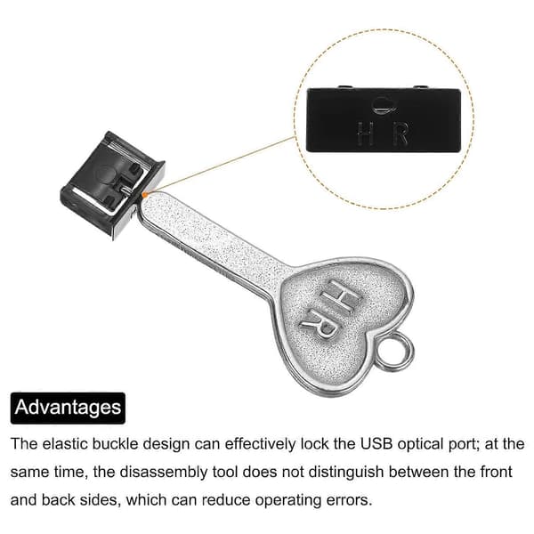 10 stk. Port Blocker Låsende USB-port/Støv PC Blocker med Kode Nøgle, Sort Sort