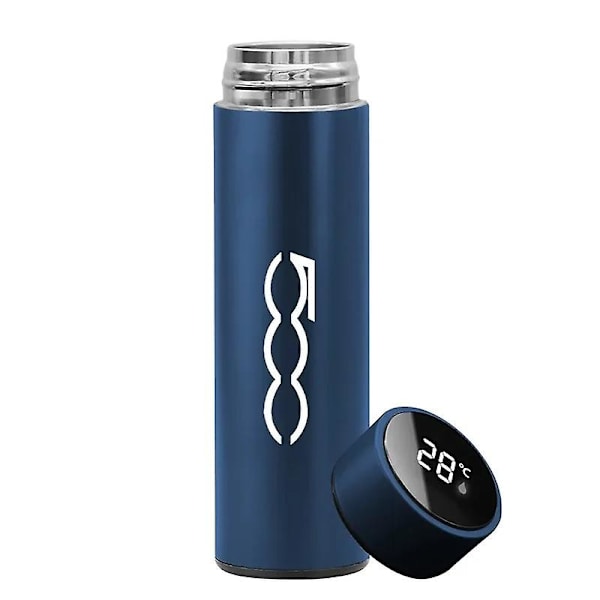 500ml intelligent isoleringsmugg för FIAT 500 intelligent temperaturdisplay isolerande vattenmugg vakuumflaska kaffekopp vattenkokare For blue