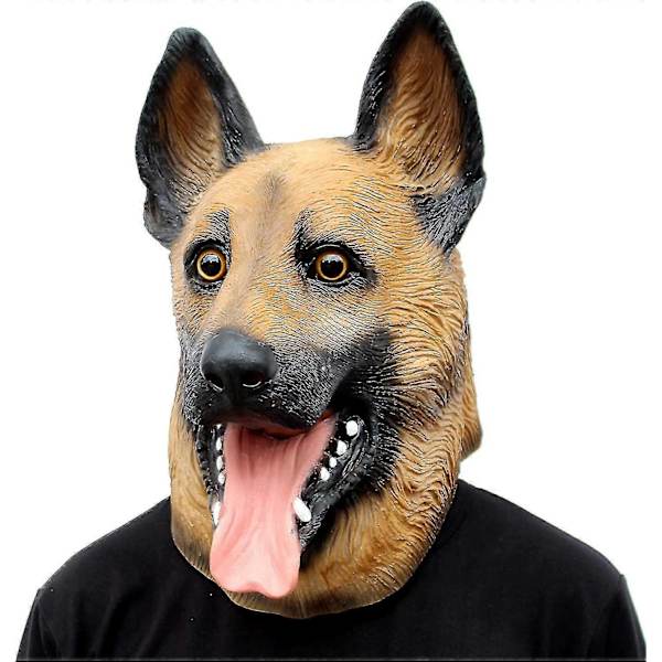 Koiran Päänaamio Halloween-juhliin Koiran Asun Naamio Naamio Super Bowl Underdog Asun Lateksi Eläimen Päänaamio (saksalainenpaimenkoira)