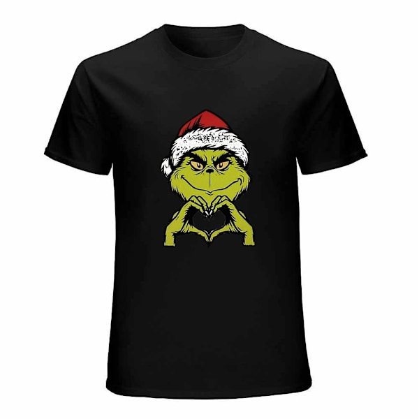 Stygg Grinch Hjerte Hender T-skjorte Julegave Uttrykk Kjærlighet Korte Ermer For Par Elskere Black 7XL