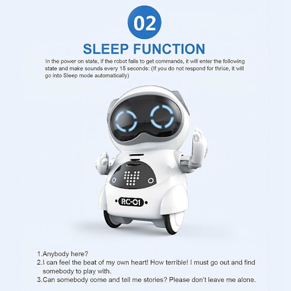 Lomme RC Robot Snakkende Interaktiv Dialog Stemmegjenkjenning Opptak Syngende Dansende Fortellende Historie Mini RC Robot Leker Gave White