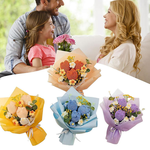 Moderne og smukke håndvævede garnbuketter til gavegivning Yellow yarn bouquet
