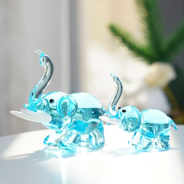 Set med 4 blåsta glasfigurer Vackra igelkottfigurer Handgjorda färgglada glaskonst Djur Samlarobjekt Present Heminredning Elephant