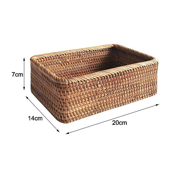 Håndlavet rektangulær vævet rattan fletkurv frugtbakke brød håndstrikket etui enkel bærbar picnic opbevaringsboks hjem køkkenartikler dekoration A1