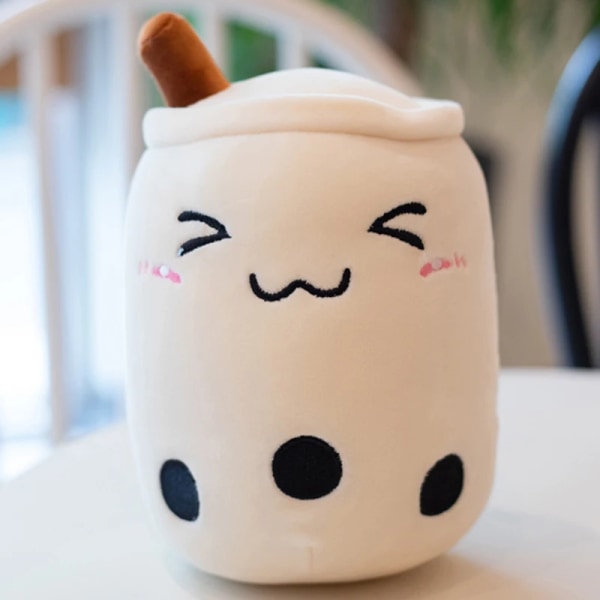 Søt plysj boba tekopp leketøy panda boble te pute søt frukt drikke plysj utstoppet myk eple jordbær melkete barn gave white small  syes 35cm