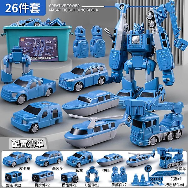 Magnetisk Transformering Ingeniørbil Samle Legetøj [DmS] City 26 pieces