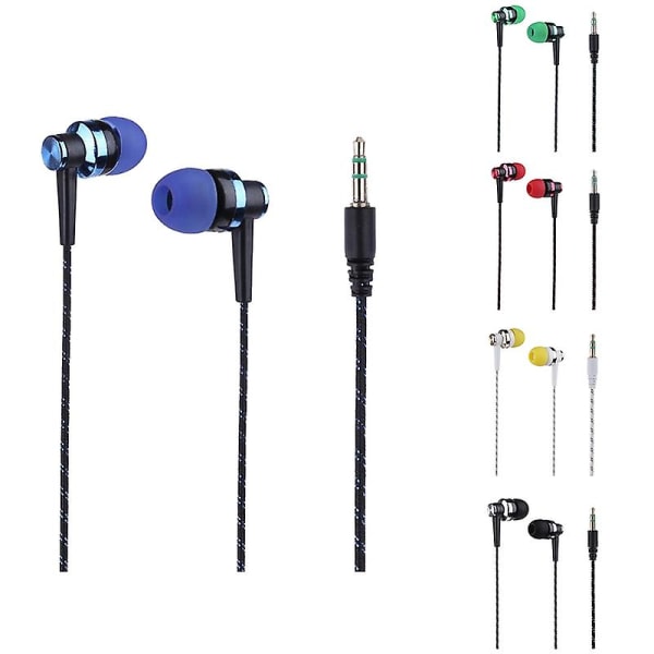 Stilful flettet ledning stereo musik in-ear headset øretelefon uden mikrofon hovedtelefon