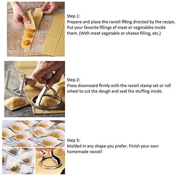 5 delar ravioli set, ravioli fräs stämpel set Maker, premium ravioli kakskärare set, används för ravioli, pasta