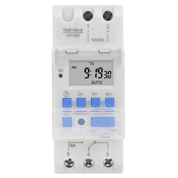 Veckotimer 12V DC 16A LCD-display med nedräkningsfunktion och utbytbart batteri