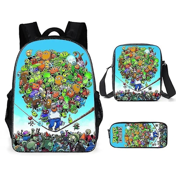 Plants Vs. Zombies 3-pack set barnryggsäckar spel periferi flickor pojkar ryggsäckar skolväskor tecknad film dagis ryggsäck present 8