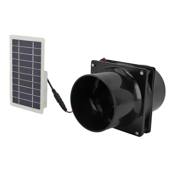 10W 12V Solcelledrevet Udstødningsventilator til Runde Rør ABS Solpanel Ventilationsventilatorsæt til Kæledyrshus Hønsehus RV Drivhus [PB]