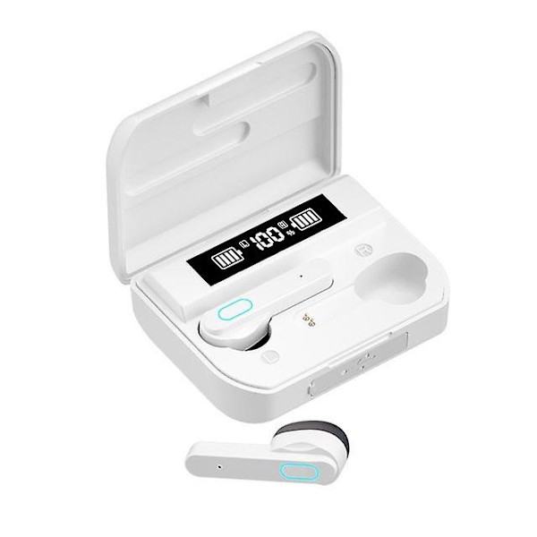 T33 Bluetooth Øretelefoner Trådløse Hovedtelefoner Ørepropper 5.3 Headset Med Fire Horn Hifi Lydkvalitet Udendørs Sport Touch Control (FMY) White
