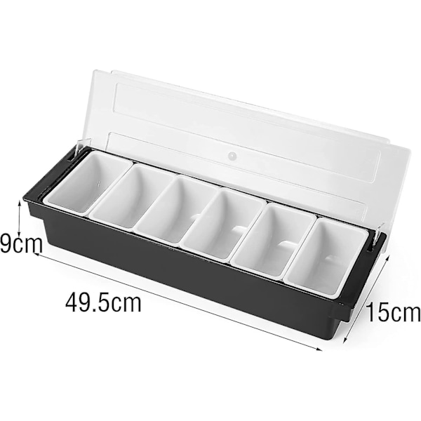 6 roms brett, avtakbar toppingstasjon, plastpizza ingredienser krydderdispenser, gjenbrukbar stil 1 SIZE 1
