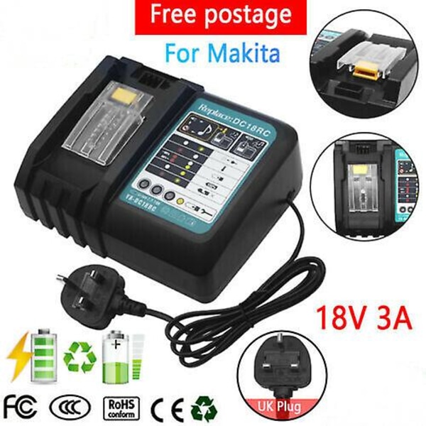 Til Makita Dc18rc Hurtig Hurtig Lithium-ion Batterilader (bl1830 Bl1850) 18v 3a EU Plug