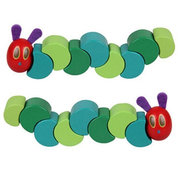 Farverig Træ Hungry Twist Caterpillar Baby Børn Gave Uddannelsesmæssigt Legetøj  [DmS]