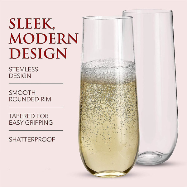 24 Stjälkfria Plastchampagneglas - 9 Oz Plastchampagneglas Transparenta Okrossbara Skål transparent