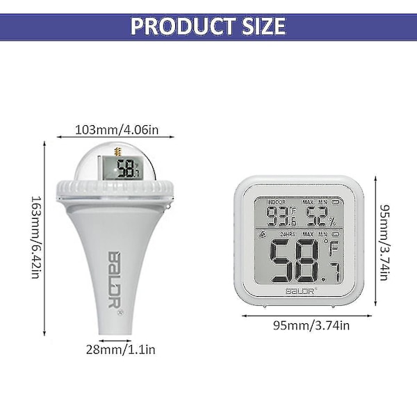Baldr Pooltermometer Trådlös Pooltermometer Flytande Pooltermometer För Simbassänger Badtunnor Damm Test & TermometrarBY United States