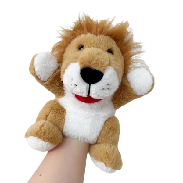 Plush Farm Animal Hånddukke Legetøj Bevægelig Mund Hund And Hest Ko Får Gris Hånddukke Dukke Fortælling Prop Børnegaver NY Lion