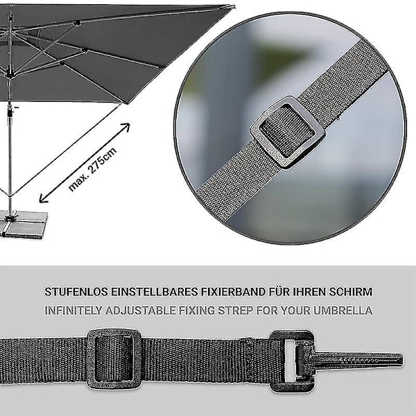 Vindbeskyttelse til store cantilever-parasol - Justerbar vindlås til cantilever-parasol Vindlås med kroge og trekantede øjer (1 sæt, sort)BY