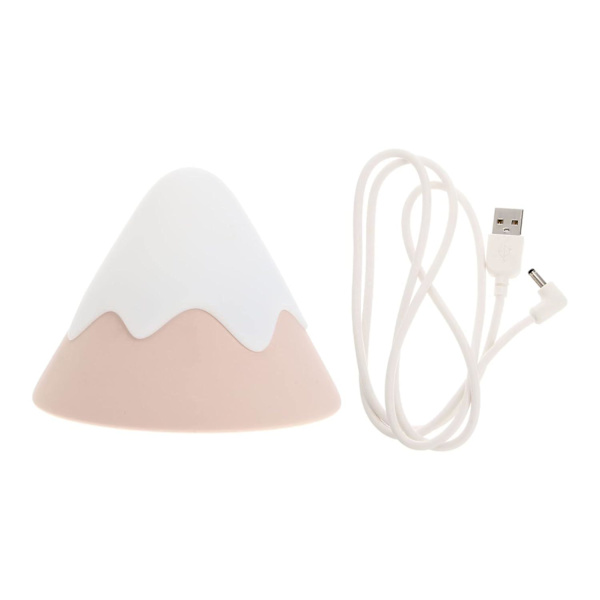 LED Natlampe til Børneværelse, Genopladelig Natlampe i Form af Snedækket Bjerg, Sengelampe til Børn (Pink)