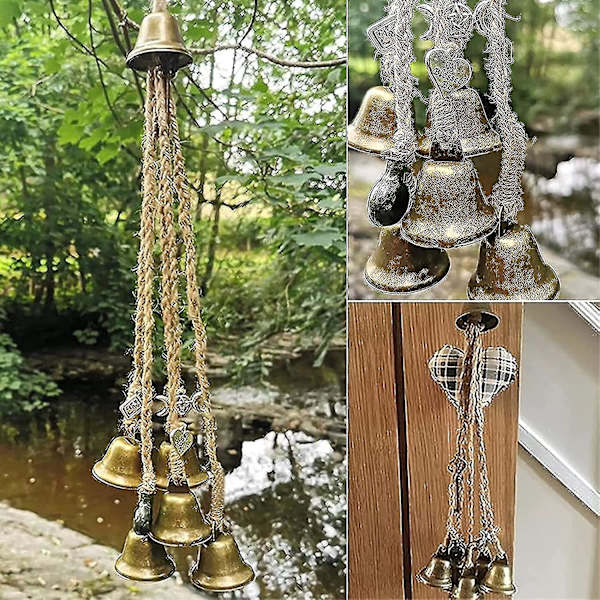 Häxornas klockor, dörrskyddscharm, Boho vindspel hängande prydnader för veranda, trädgård, fönster (1 set-48 cm)