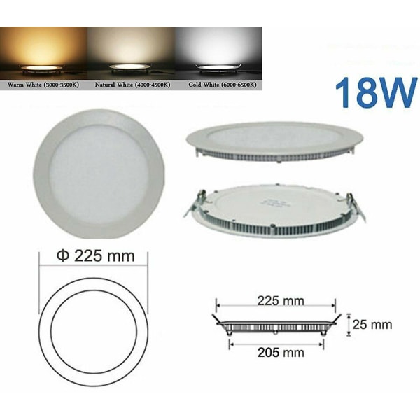 Uk Ultra Slim Indbygget Led Flad Panel Loftspot Downlights Spotlights 79/256 Natural White 18W