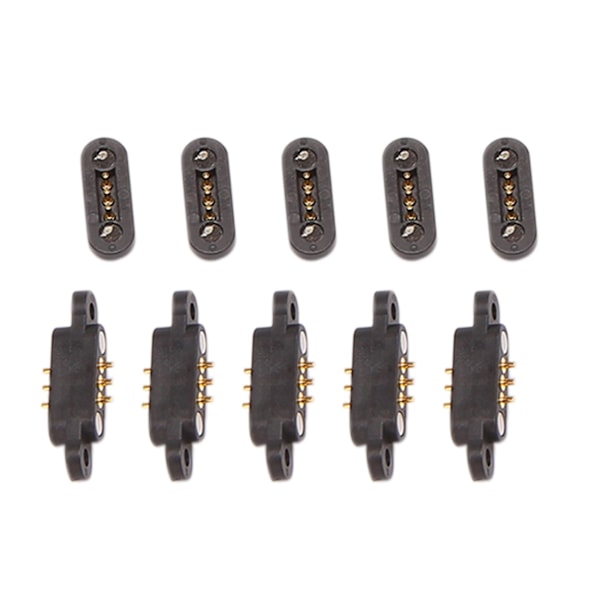 5 Par Fjäderbelastade Magnetiska Pogo-Stiftkontakter 3 Positioner Magneter Pitch 2,3 mm Genomgående Hål Mal