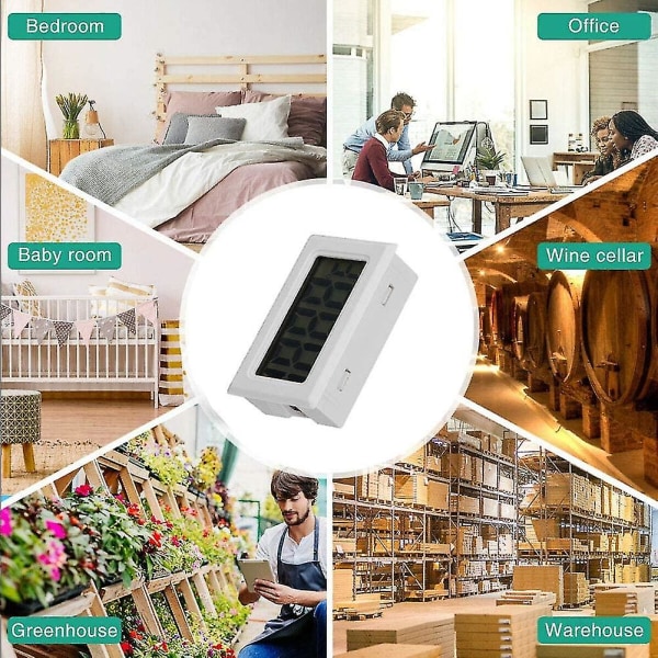 Mini LED-display Digital Termometer, Sonden Sensor Digital LCD Termometer white