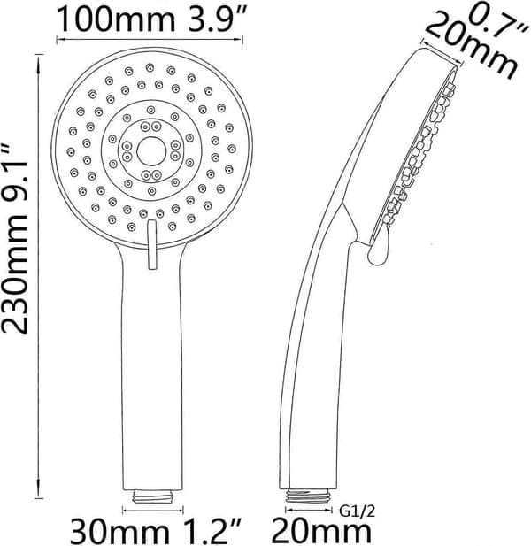 Guld BS144 Badekar Regnfald Spray Håndbruser Hoved Universal Bruserhoved [DB]