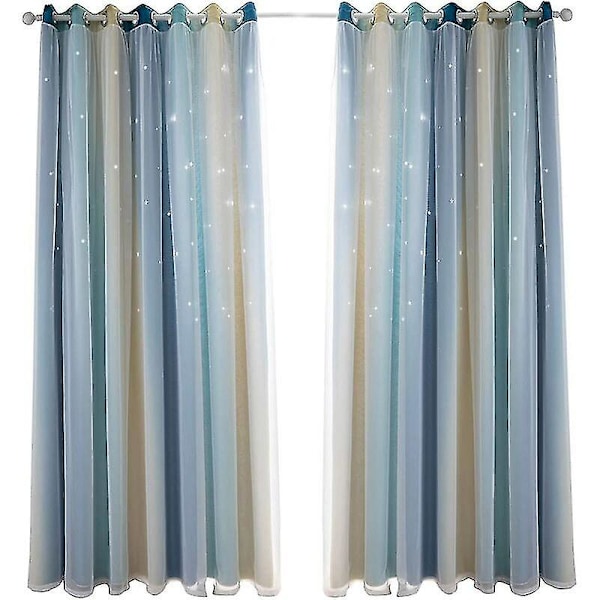 Blackout Curtain For Bedroom, Soundproof Curtain, Thermal Insulated, Blackout Curtains With Pattern (53"w X 63"h (134 X 160cm), Blue)