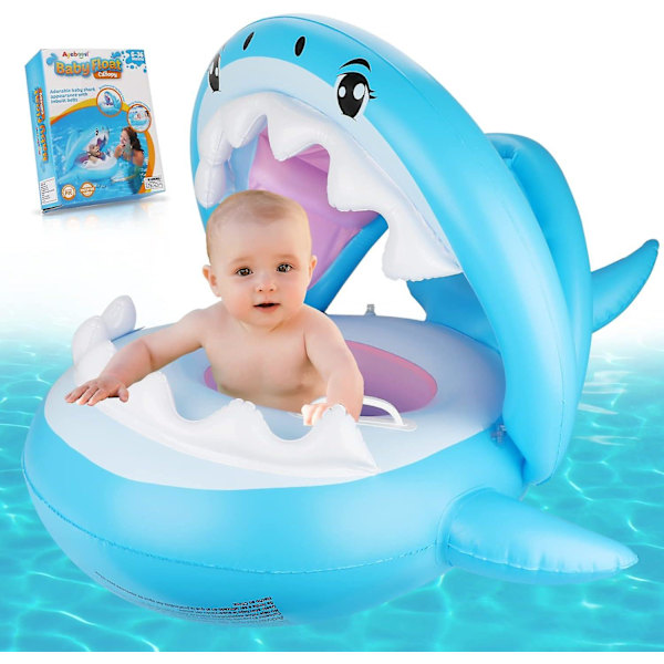 Baby Pool Float Med Kaleche Upf50+ Solbeskyttelse Oppustelig Baby Float Vandlegetøj Sommerlegetøj Baby Svømme Float Til Pool I Alderen 6-36 Måneder