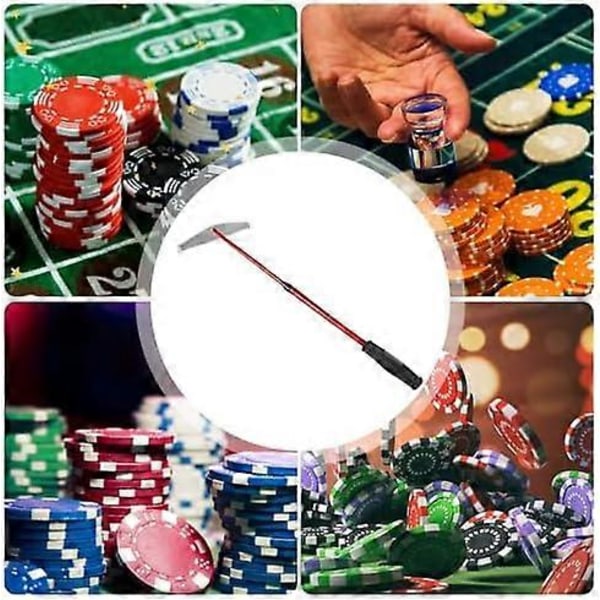 Teleskopisk Pokerchip-Rake, Push Stick för Pokerchips, Akryl Rake-Verktyg för Enkel Chip-Hantering Red