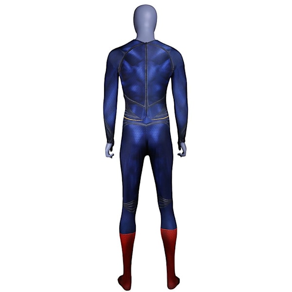 Halloween Superman Kostym för Män - Superhjälte Cosplay Jumpsuit med Kappa för Vuxna M