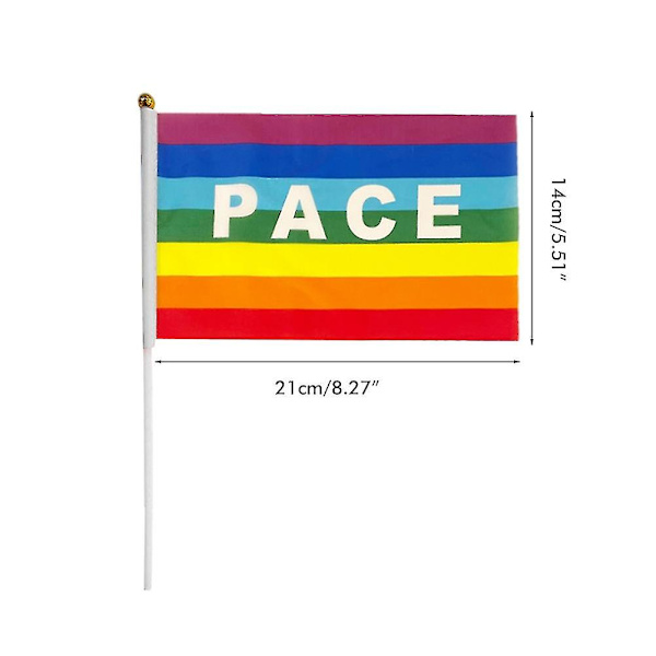 50/100 st Mini Fredsflagga Regnbåge Pacifist Flagga Handhållen Polyester FredsflaggaBY