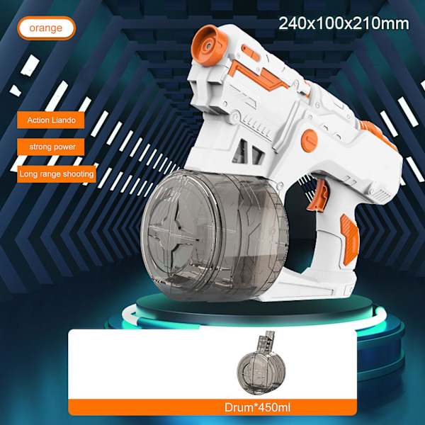 2 st Elektriska Vattenpistoler Automatisk Vattenpistol 10m Räckvidd Kraftfull Super Soaker Sprutpistol För Barn Orange