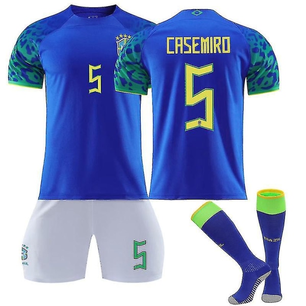 2022-2023 New Brazil Jersey Kits Fotbollströja för vuxna Träningströja för barn Fotbollströja CASEMIRO NO.5 Kids 26(140-150CM)