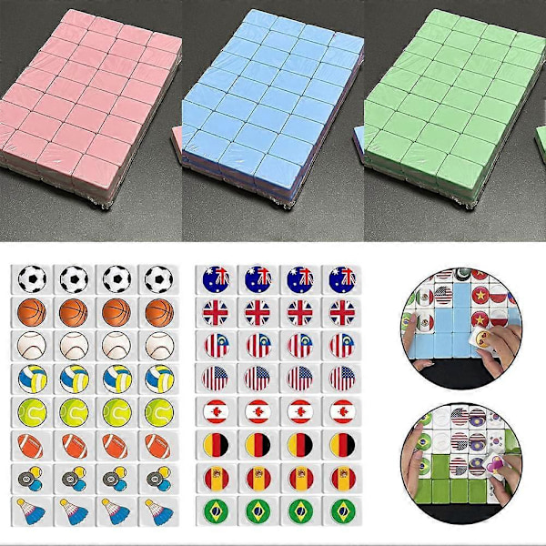 64+1 Blokker Strandflukt Mahjong Spill med Flaggmønster Populært Spill Avslapping 24mm