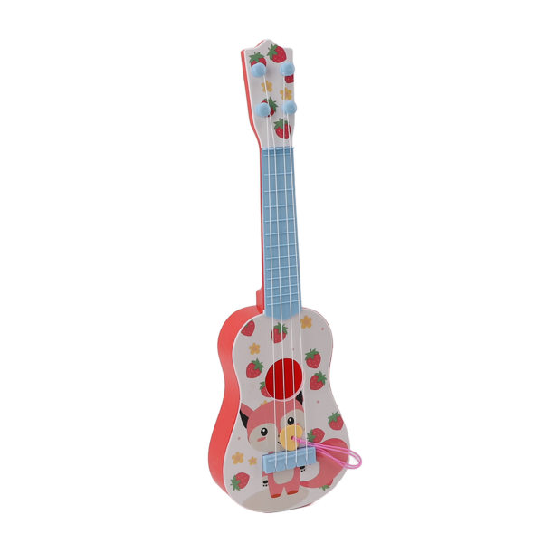 Simulering Ukulele Instrument Leke Tegneserie 4 Justerbare Strenger Bærbar Musikalsk Ukulele Gitar Leke Rosa