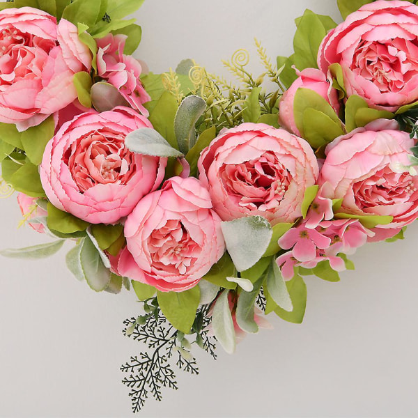 Ny Kunstig Peon Krans Peon Blomsterkrans Vår Sommer Kranser Vinranke Krans Grønne Blad brown