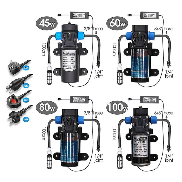 Erinomainen 5-30m pumppu itseimevä sarja 90/180/360/nauha sprinkler puutarhan kastelujärjestelmä 1/4' automaattinen kastelulaitteisto 100-240vspray I -10m kit