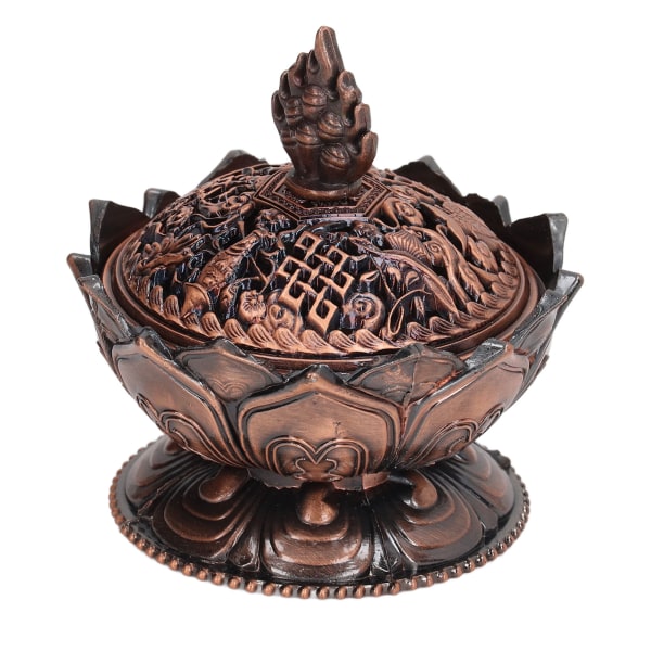 Lotus Rökelsebrännare Vintage Stil Blomma Forma Legering Rökelsehållare för Heminredning Antik Brons