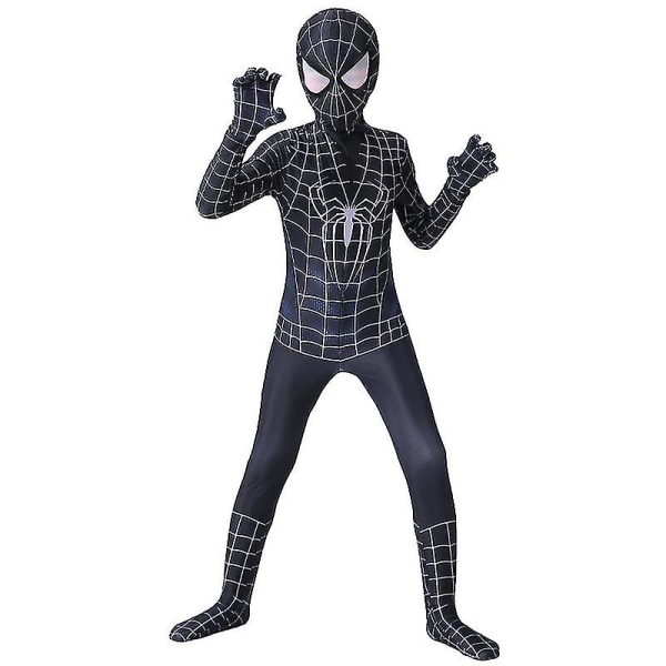 Svart Spiderman Cosplay Superhjälte Kostym Barn Vuxen Bodysuit-c 160 Adults (150-160cm)