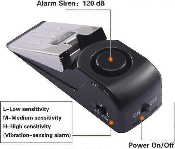 Dørstoppalarm 2-pakning: 120 dB dørstopper med kile stopper alarm