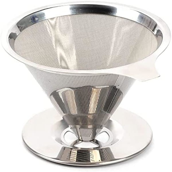 Häll över Kaffe Droppare Återanvändbar Droppe Kon Kaffe Filter Bärbar Häll över Kaffe Maker Hem Kontor Silver