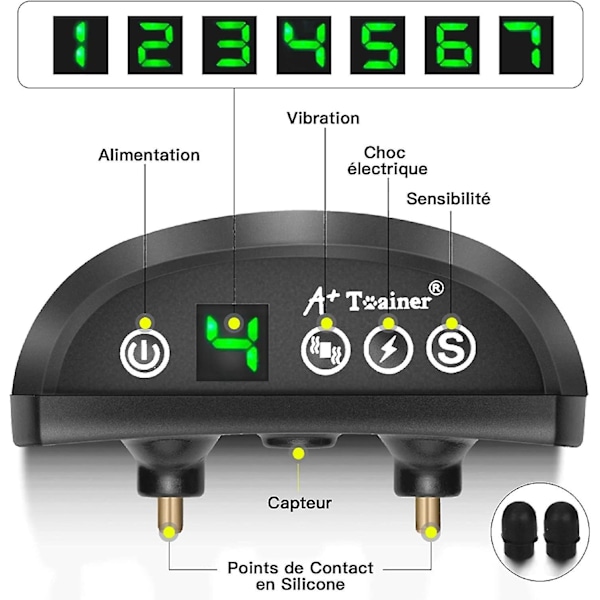 Anti-gøhalsbånd til hunde - 3 tilstande med stød/vibration/følsomhed - Hjælpemiddel til ufarlig automatisk træning - IP65 - Genopladeligt batteri - Blod