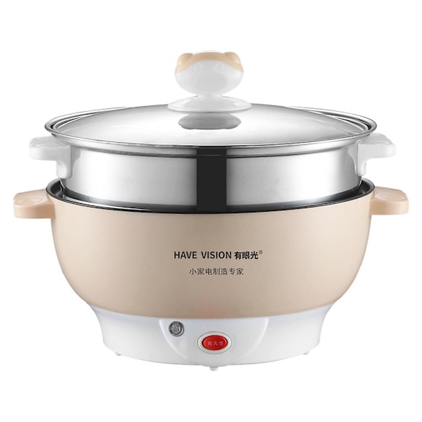 Multifunktionell non-stick elektrisk spis ångkokare kök varm gryta matlagningsverktyg White Double Layer